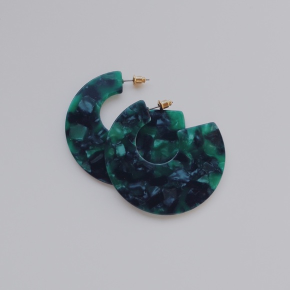 Emerald Tortoise Statement Earrings - Picture 3 of 7